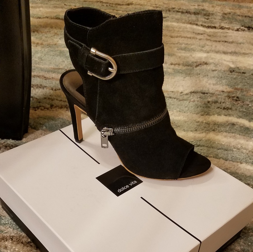 Black suede heels